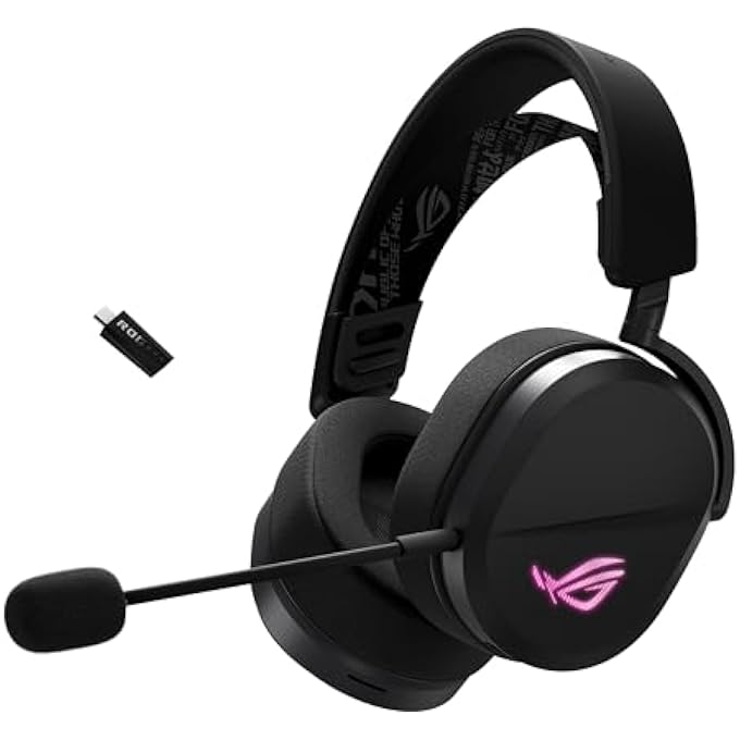 ROG PELTA WIRELESS GAMING HEADSET (BT, ROG SPEEDNOVA 2.4GHZ, USB-C, LIGHTWEIGHT 309G, 50MM ROG TITANIUM-PLATED DRIVERS, 10MM SUPER-WIDEBAND MIC, RGB, 70HR BATTERY, FOR PC, SWITCH, PS5)- BLACK - Image 1