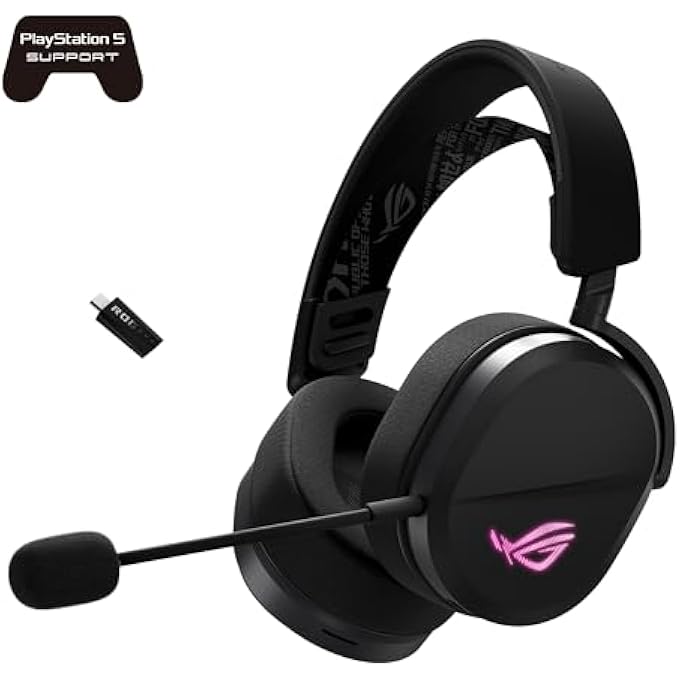 ROG PELTA WIRELESS GAMING HEADSET (BT, ROG SPEEDNOVA 2.4GHZ, USB-C, LIGHTWEIGHT 309G, 50MM ROG TITANIUM-PLATED DRIVERS, 10MM SUPER-WIDEBAND MIC, RGB, 70HR BATTERY, FOR PC, SWITCH, PS5)- BLACK - Image 2