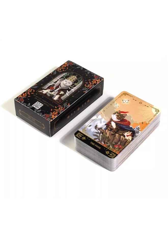 NIBEMINENT بطاقات تاروت القط ميوز - شخصية رئيسية قط أ 78 مجموعة - إصدار النبوءة الغامضة - نسخة التنجيم الإنجليزية - مجموعة لعبة - Image 2