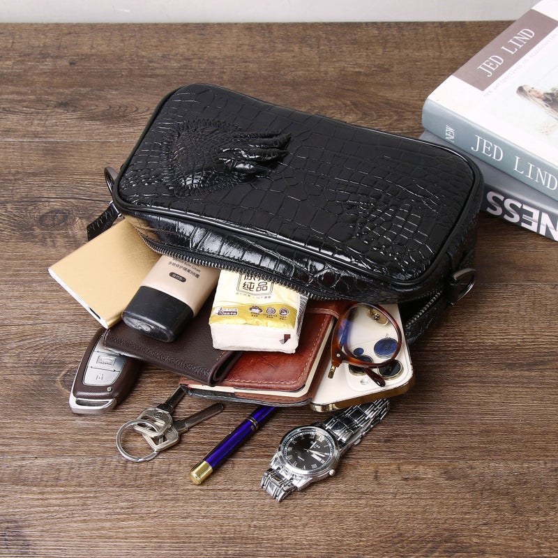 New Men'S Crocodile Belly Pattern Small Shoulder Bag Crocodile Claw Small Shoulder Bag Fashion Casual Men'S Bag Outdoor Mobile Phone Bag - Image 5