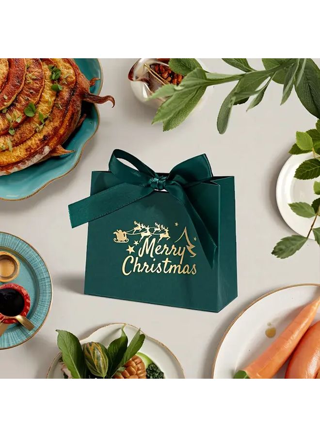 Red Christmas Gift Boxes With Ribbon Merry Christmas Slogan Sturdy Paper Holiday Packaging - Image 1