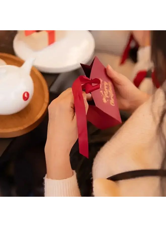 Red Christmas Gift Boxes With Ribbon Merry Christmas Slogan Sturdy Paper Holiday Packaging - Image 4