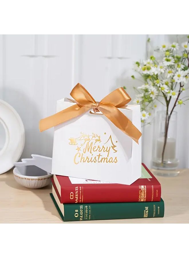 Red Christmas Gift Boxes With Ribbon Merry Christmas Slogan Sturdy Paper Holiday Packaging - Image 3
