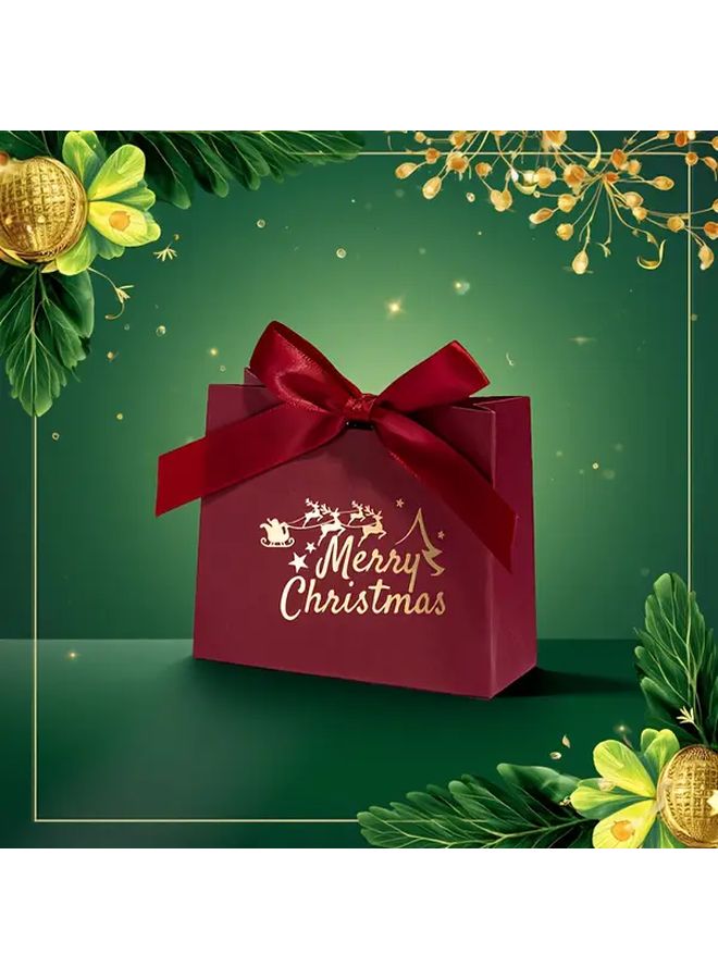 Red Christmas Gift Boxes With Ribbon Merry Christmas Slogan Sturdy Paper Holiday Packaging - Image 2