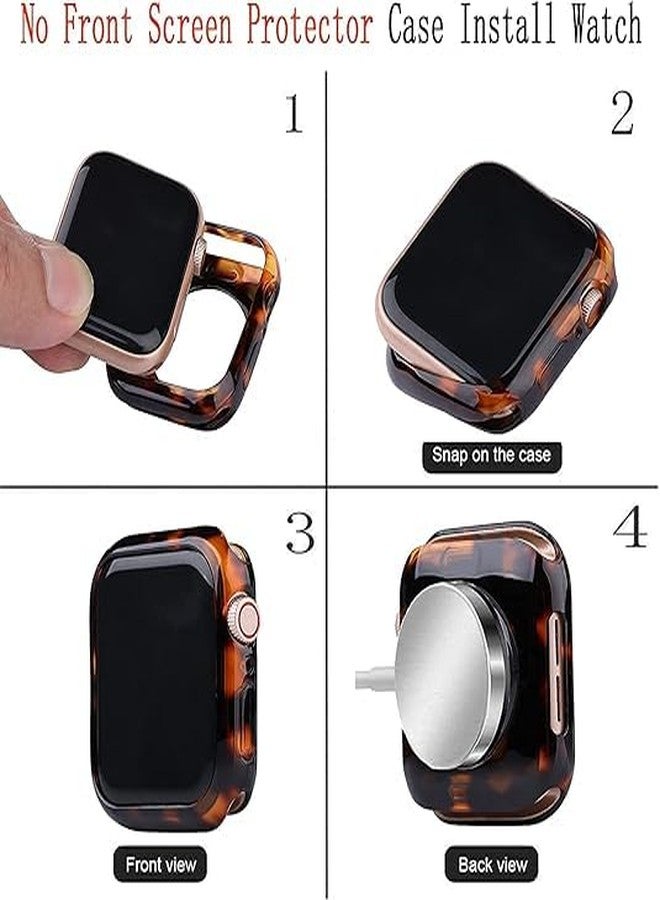 Omter Band with Case Compatible with Apple Watch 42mm,Women Men Fashion Resin Wristband Strap Bracelet Bumper for iWatch Series 11 10(Tortoise-Tone,42mm) - Image 2