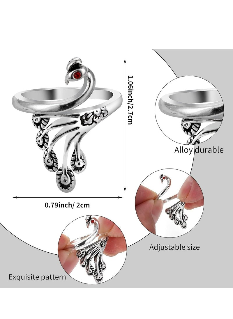 Generic 4 PCS Adjustable Hook Knitting Crochet Supplies Opening Finger Thimble Yarn Holder Loop Ring Crocheting Counter Kit Stitch Markers Tags Pins Hand Weaving (Silver)  - Image 2