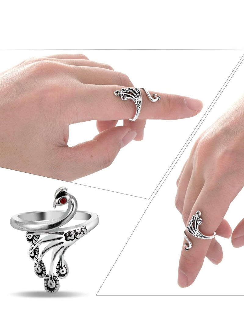 Generic 4 PCS Adjustable Hook Knitting Crochet Supplies Opening Finger Thimble Yarn Holder Loop Ring Crocheting Counter Kit Stitch Markers Tags Pins Hand Weaving (Silver)  - Image 4