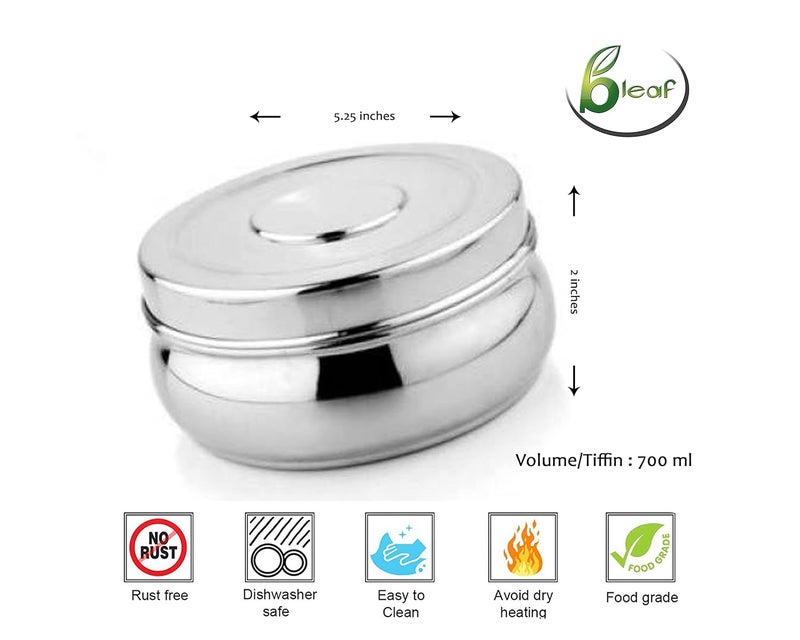 BLeaf Stainless Steel Single Container Lunch BoxTiffin Box Without ClipFood Grade 1 Tier 700ml - Image 5