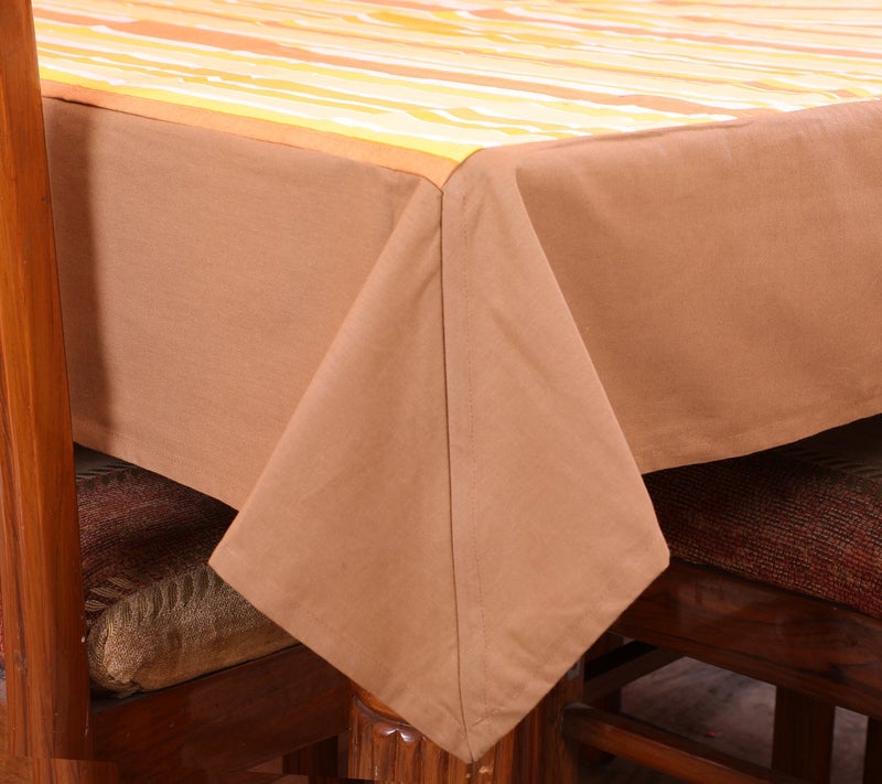 Dekor World Stripe Printed Yellow Table Cover (Pack of 1) - Image 3