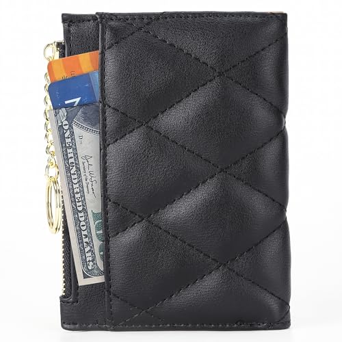 VODIU Women's Short Purse Leather Medium Wallet Leaf Bifold Card Coin Holder Small Purses Buckle Zipper Clutch - Image 2