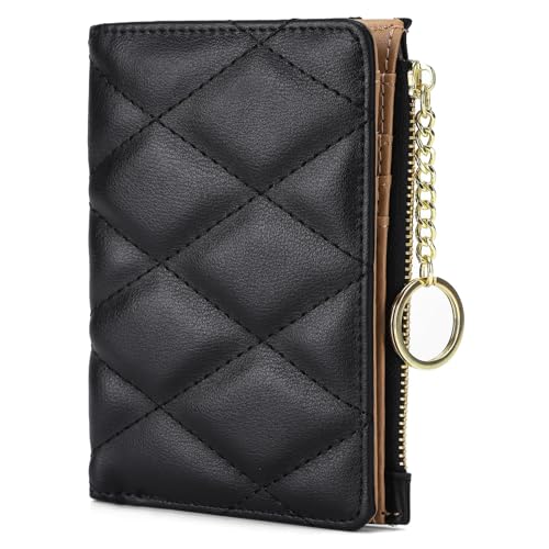 VODIU Women's Short Purse Leather Medium Wallet Leaf Bifold Card Coin Holder Small Purses Buckle Zipper Clutch - Image 1