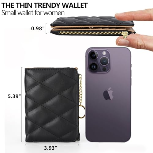 VODIU Women's Short Purse Leather Medium Wallet Leaf Bifold Card Coin Holder Small Purses Buckle Zipper Clutch - Image 4