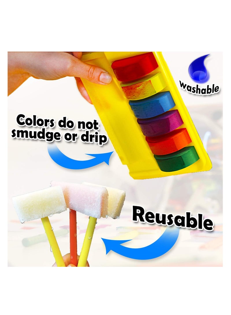 Watercolor Rainbow Magic Set  Art Kit with 6 Sponge Brushes  - Image 2
