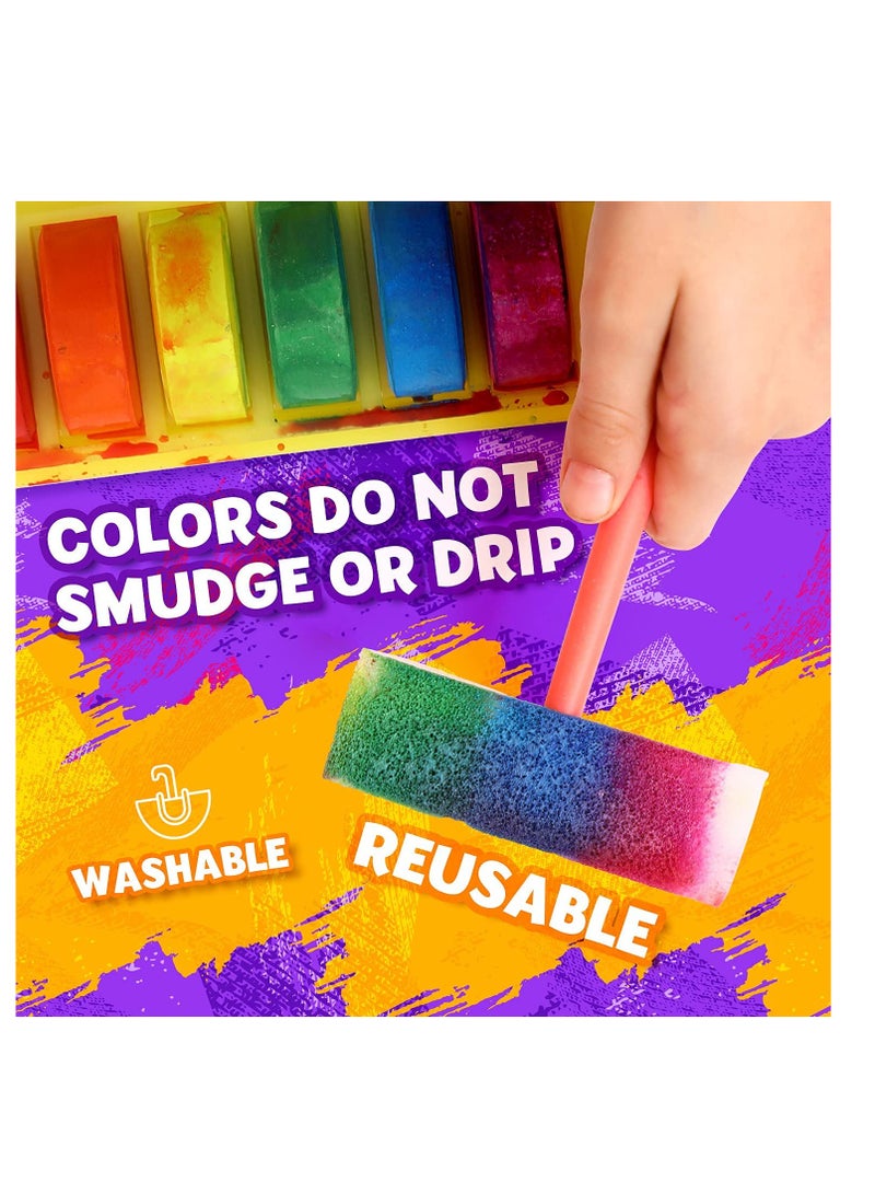 Watercolor Rainbow Magic Set  Art Kit with 6 Sponge Brushes  - Image 3