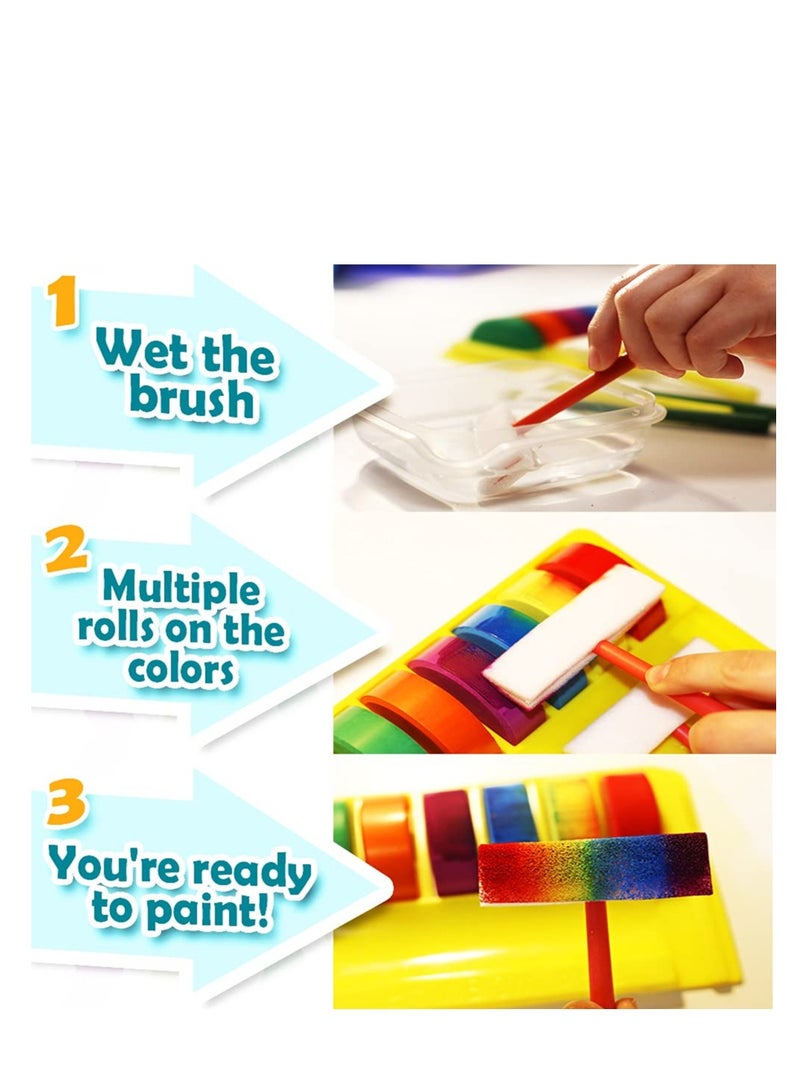 Watercolor Rainbow Magic Set  Art Kit with 6 Sponge Brushes  - Image 4