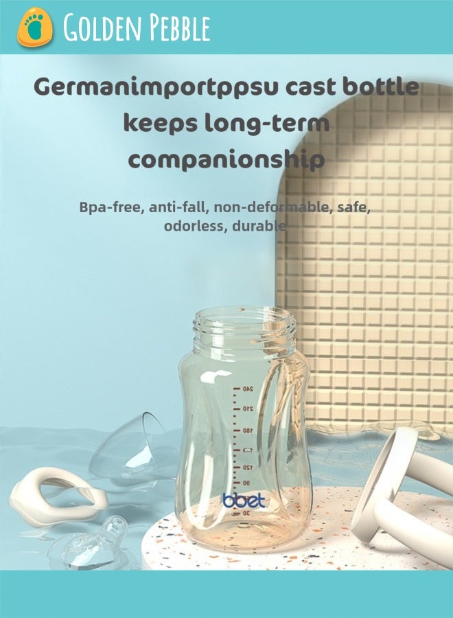 bbet Feeding Bottle,280ML Feeder Bottle for 6 Months+ Baby，Baby Milk Bottle with Handle,PPSU  Kids Milk Bottle,  Medium Size Small Circular Automatic Nursing Bottle with White - Image 5