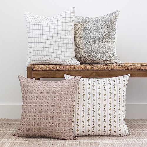 Woven Nook - Modern & Luxurious 18" x 18" Decorative Boho Throw Pillow Covers - Durable Quality & Machine Washable - 100% Cotton Canvas - Margot Design - 4 Pack (18"x18") - Image 1