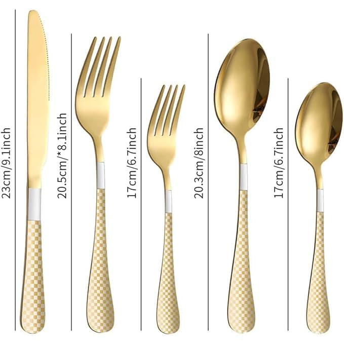 Takositio Stainless Steel Cutlery Set with Gift Box Luxurious Spoons Forks Knife Multicolor Colour Flatware for Luxury Dining Home and Kitchen Dishwasher Safe Gold Set of 420Pcs - Image 2