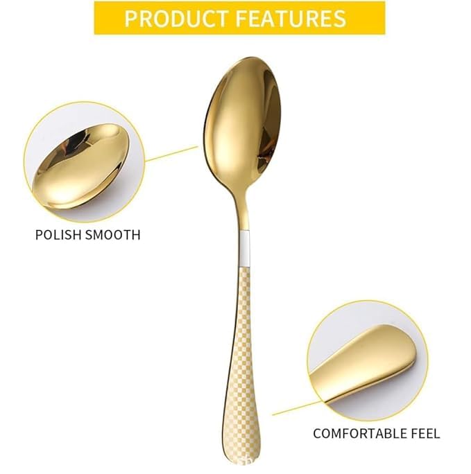 Takositio Stainless Steel Cutlery Set with Gift Box Luxurious Spoons Forks Knife Multicolor Colour Flatware for Luxury Dining Home and Kitchen Dishwasher Safe Gold Set of 420Pcs - Image 3