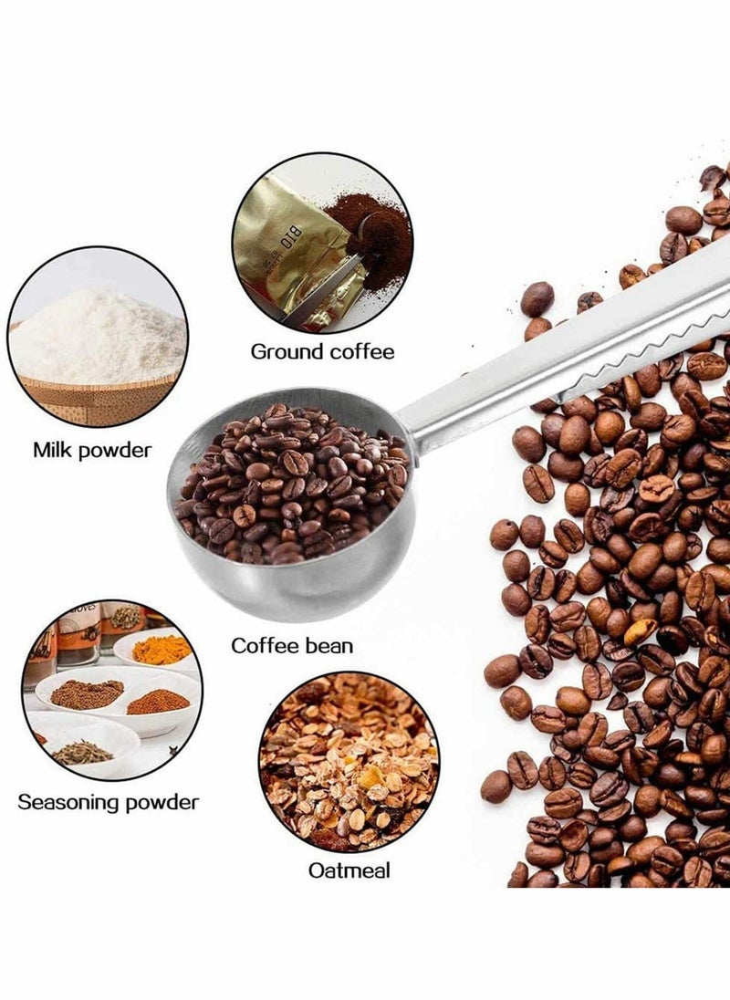 KASTWAVE - Coffee Scoops, Flour Scoop Two-in-One Stainless Steel Coffee Measuring Scoops with Sealing Bag Clip Tea Spoon Great Gift Measuring Spoon for Coffee, Milk Powder, Tea, Oatmeal (Rose Gold) - Image 1
