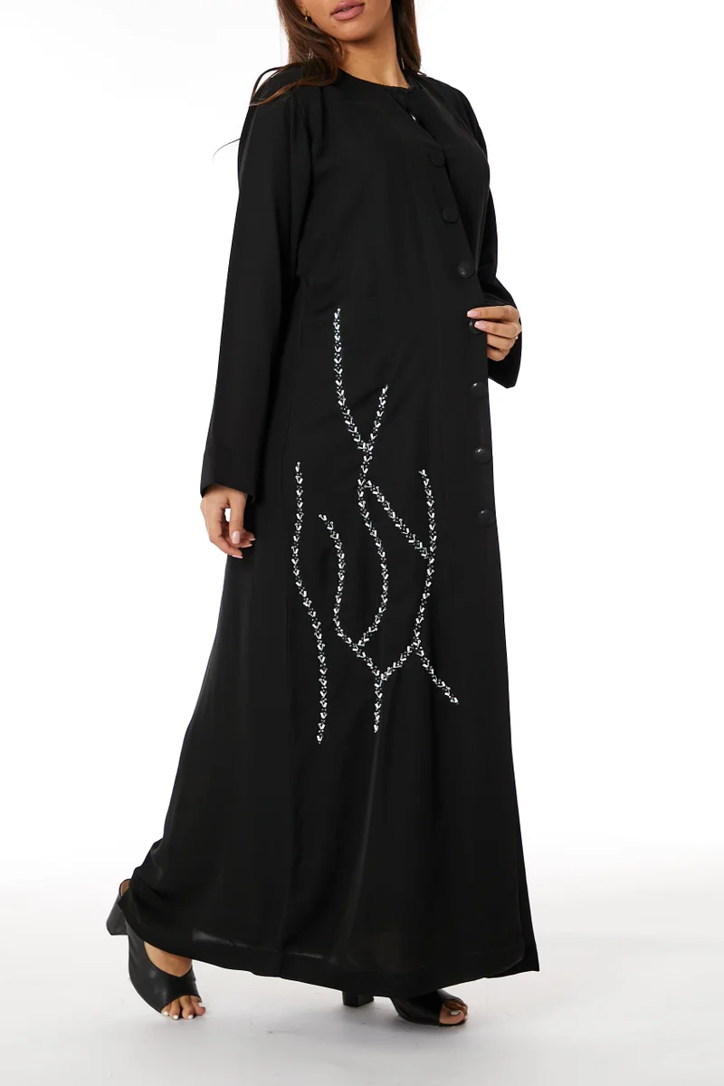 Moistreet Embroidered Flared Sleeve Abaya
