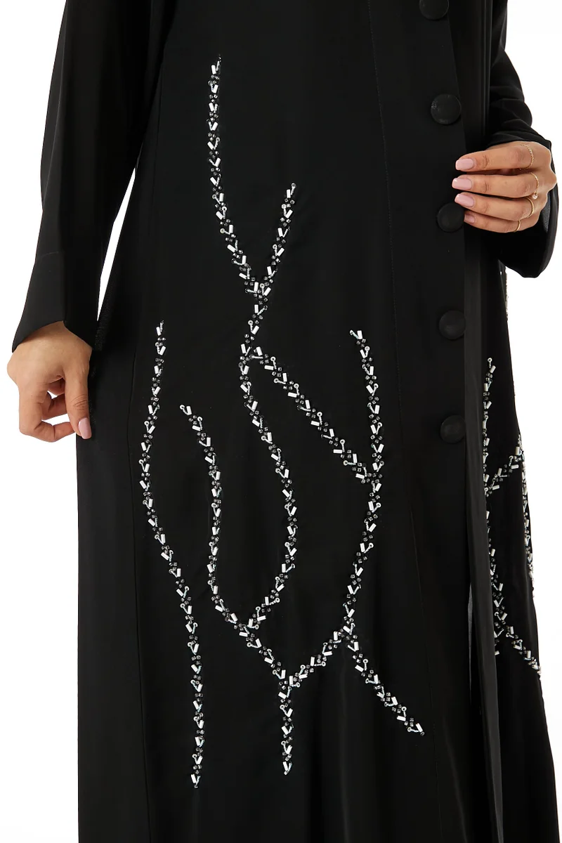 Moistreet  Embroidered Flared Sleeve Abaya for Women | Best Price UAE