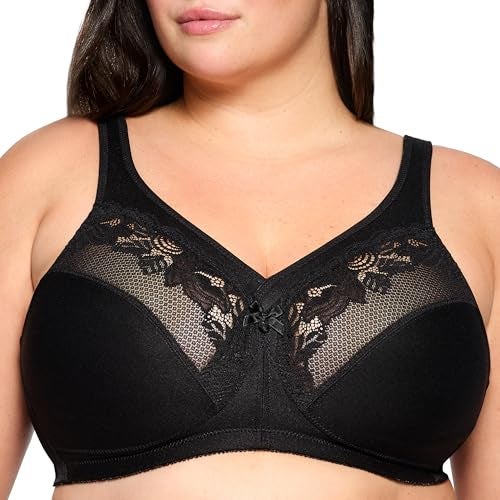 Glamorise Full Figure Plus Size MagicLift Minimizer Bra Wirefree #1003 Black - Image 1