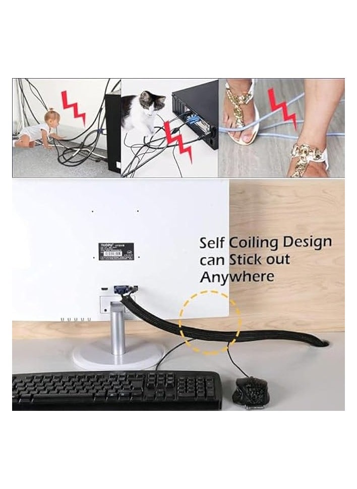 AL FAKHAMA - Braided Cable Sleeve (8.2ft - 1 inch) [2.5 meter - 25mm] inch Cord Protector Wire Loom Tubing Cable Sleeve Split Sleeving for USB Audio Video Power Cord – Protect Animals from Chewing Cords- Black - Image 1
