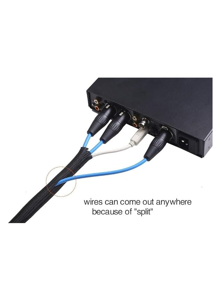 AL FAKHAMA - Braided Cable Sleeve (8.2ft - 1 inch) [2.5 meter - 25mm] inch Cord Protector Wire Loom Tubing Cable Sleeve Split Sleeving for USB Audio Video Power Cord – Protect Animals from Chewing Cords- Black - Image 1