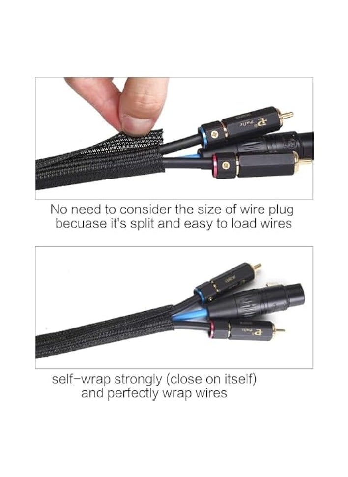 AL FAKHAMA - Braided Cable Sleeve (8.2ft - 1 inch) [2.5 meter - 25mm] inch Cord Protector Wire Loom Tubing Cable Sleeve Split Sleeving for USB Audio Video Power Cord – Protect Animals from Chewing Cords- Black - Image 1