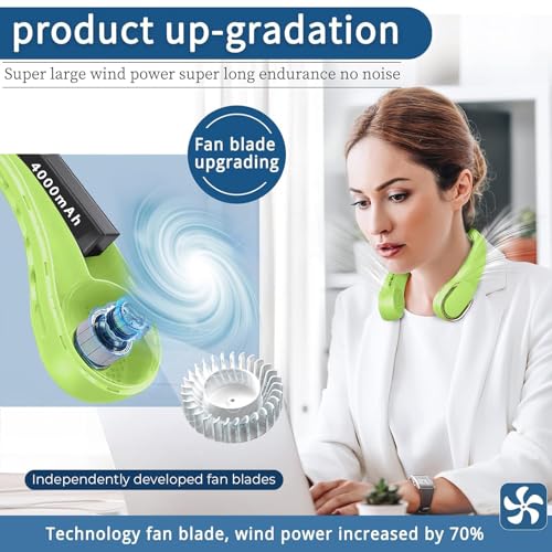 ASNUG Portable Neck Fan Bladeless Neck Fan USB Rechargeable Personal Fan 4000 mAh Battery Operated Wearable Fan 3 Speeds AdjustableFaster Cooling Ultra Quiet Suitable for Home Office Sports - Image 3
