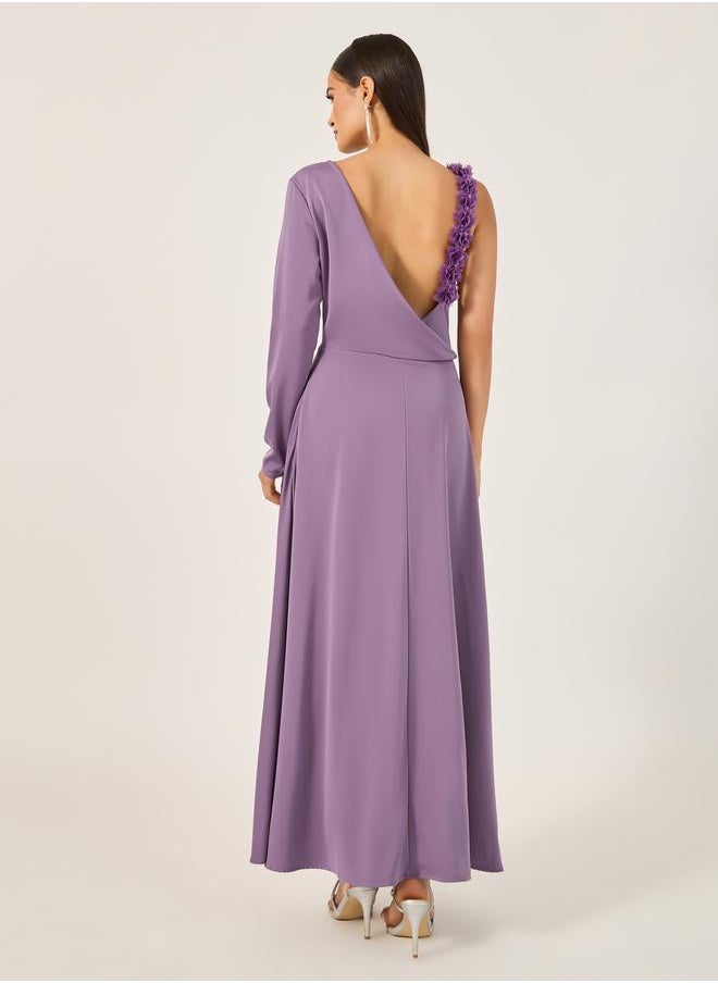 Styli Styli Plain Asymmetric Neck A-Line Maxi Dress  - Image 5