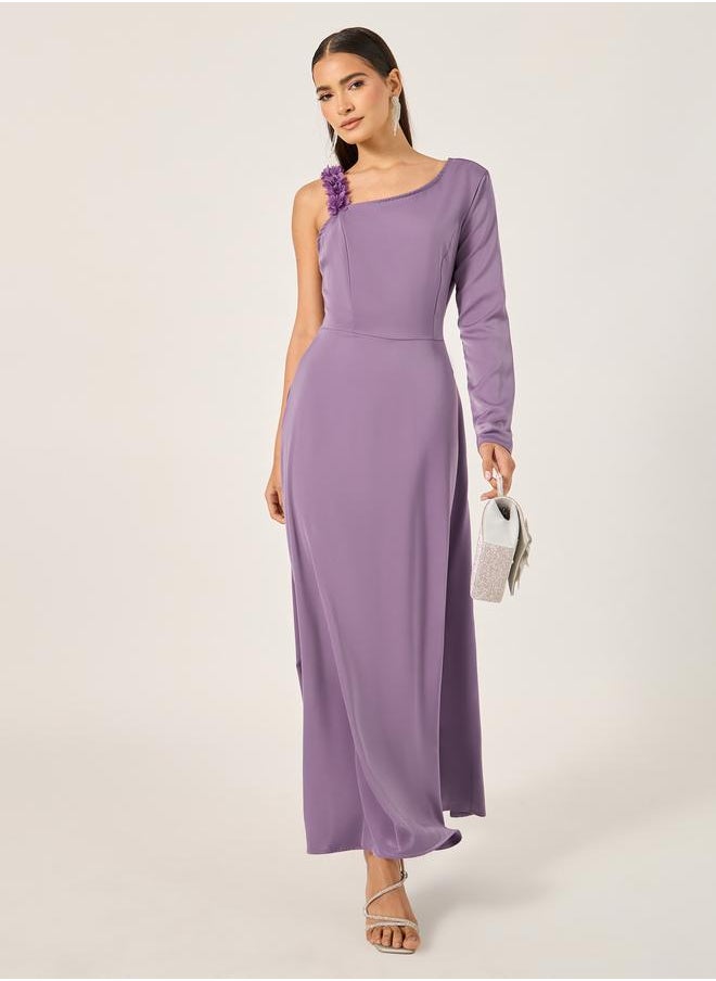Styli Styli Plain Asymmetric Neck A-Line Maxi Dress  - Image 1