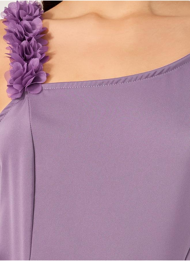 Styli Styli Plain Asymmetric Neck A-Line Maxi Dress  - Image 4