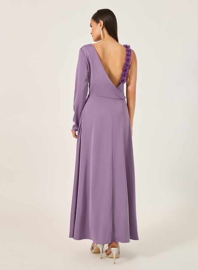 Styli Styli Plain Asymmetric Neck A-Line Maxi Dress  - Image 5