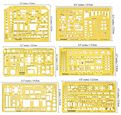 Traceease 6 Pieces House Plan Interior Design Furniture Templates for KitchenBedBath Drafting Tools Architecture Stencils - Image 3