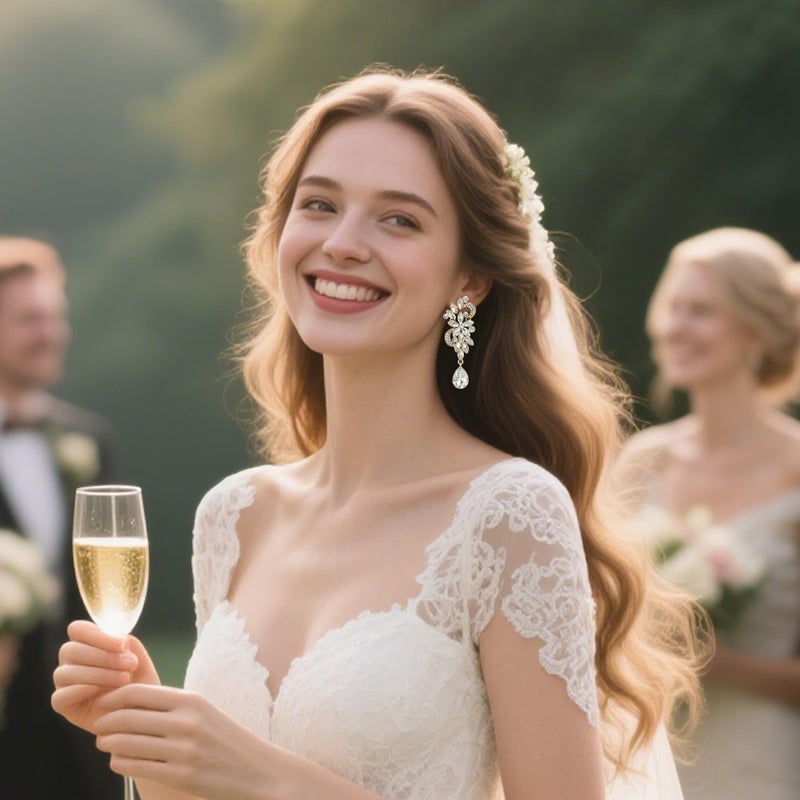 BriLove Wedding Bridal Clip-On Earrings for Women Bohemian Boho Crystal Flower Chandelier Teardrop Bling Long Dangle Jewelry for Party Prom Clear Gold-Toned - Image 3