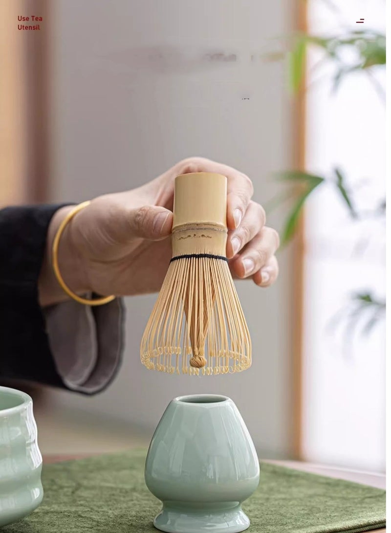 General Matcha Set,Tea Dispensing 4-Piece Set,Eco-Friendly Bamboo,Teaspoon/Matcha Spatula/Matcha Bowl/Whisk Holder for Brewing Traditional Chinese Tea(Green)  - Image 5