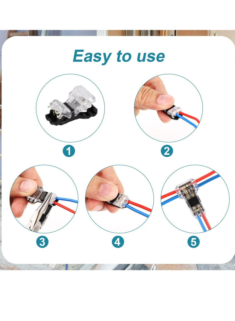 Generic 6pcs Low Voltage Wire Connector, T Type Wire Connectors 2 Pin 3 Way Wire Splitter Connector No Stripping Wire Splice Connectors T Tap, for 18-22 AWG, LED Strip, Audio, Vehicles  - Image 3