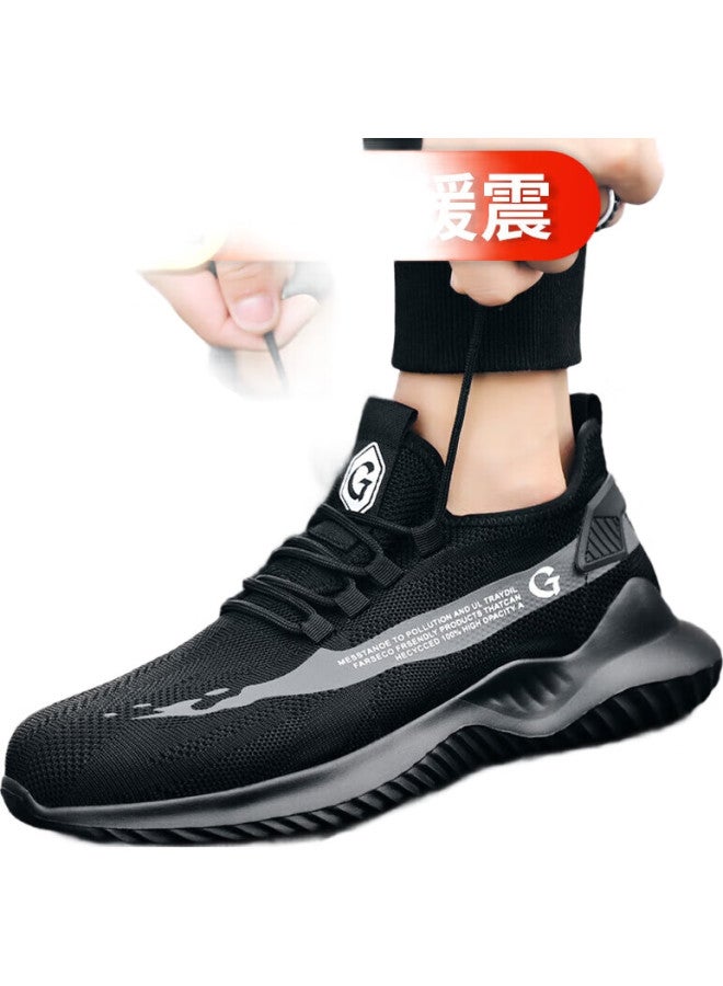 JUNBU أحذية أمان للرجال مع كعب فولاذي، مضادة للكسر، مضادة للثقب، خفيفة الوزن، مريحة، ذات نعل ناعم، أحذية وظيفية لمواقع العمل 2039 مقاس 41 - Image 2