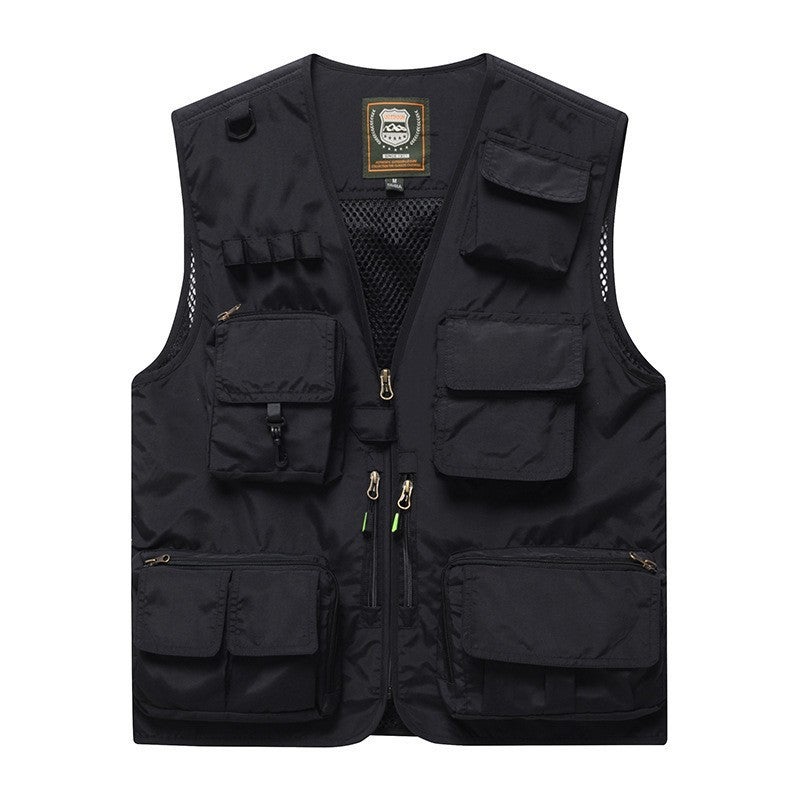 Reflective Emergency Management Vest Multi-Pocket Volunteer Communication Rescue Clothing Vest Workwear Vest Clip Work Clothes Black