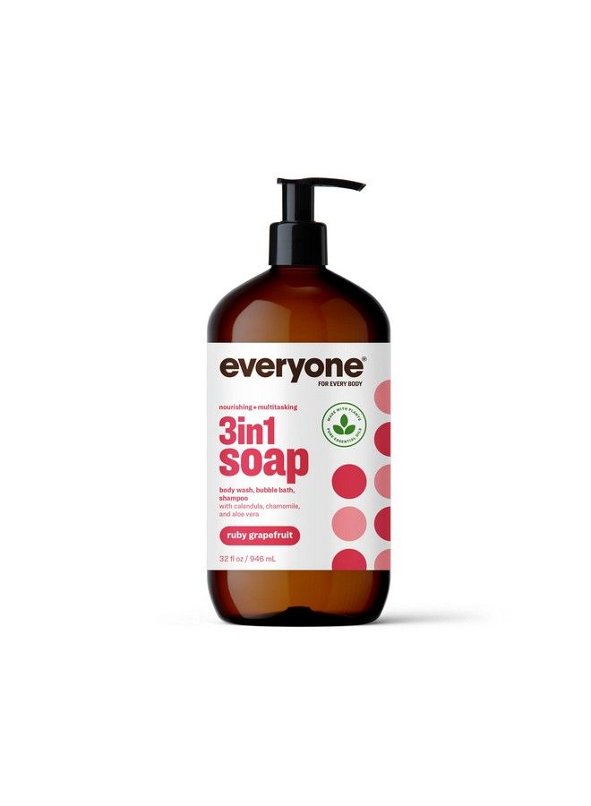 Everyone 3In1 Soap Body Wash Bubble Bath Shampoo 32 Ounce (Pack Of 2) Ruby Grapefruit Coconut Cleanser With Plant Extracts And Pure Essential Oils - Image 3