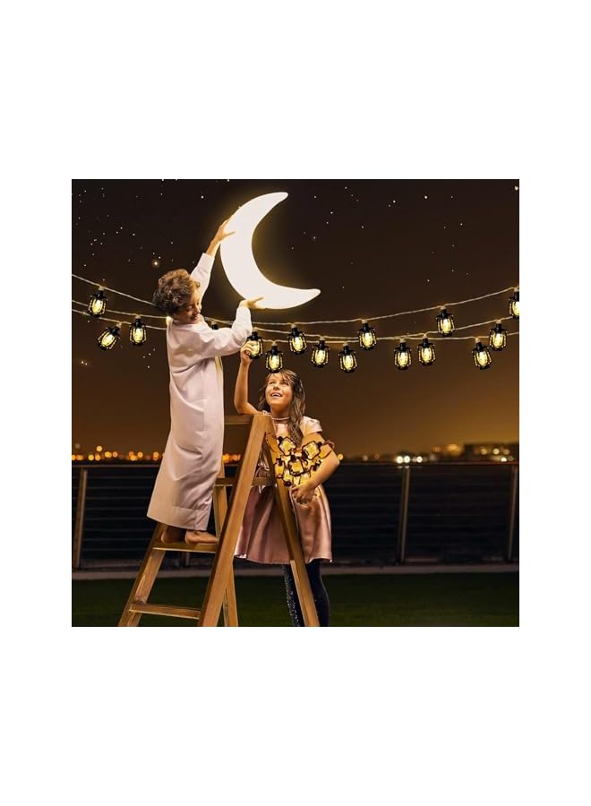 The Bros أضواء زينة رمضان، أضواء معلقة لرمضان للداخل والخارج، فناء، حديقة، منزل، زفاف، حفلة ديكور (أسود) - Image 5