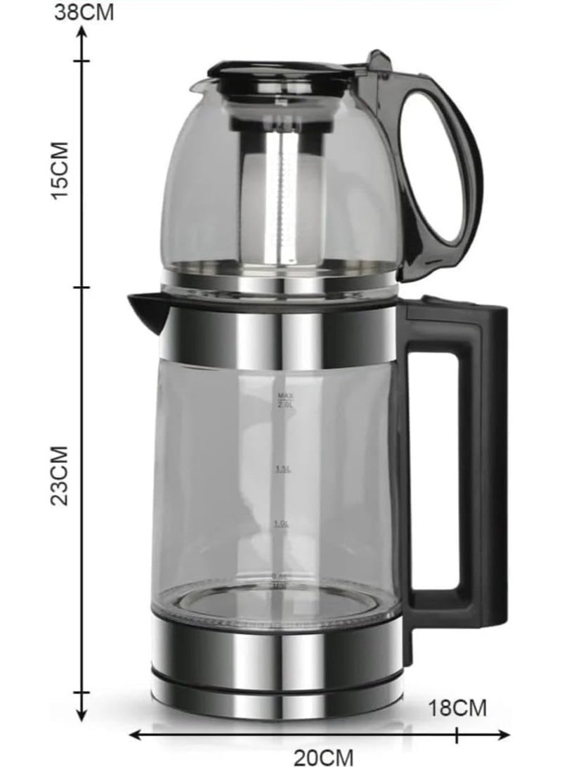 دينكس غلاية كهربائية من دينكس، ١٥٠٠ واط، مزودة بغلاية سعة ١.٨ لتر وإبريق شاي سعة ١.٠ لتر، وفلتر شاي قابل للإزالة، وخاصية غليان توربو عالية السرعة، وموزع مياه ساخنة متعدد الوظائف - DX2015 - Image 3