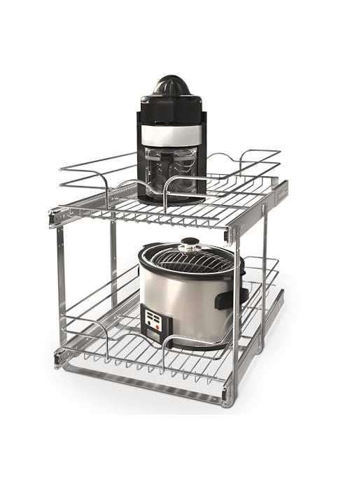 Rev-A-Shelf RevAShelf 2Tier Kitchen Cabinet Pullout Shelf and Drawer Organizer Slide Out Pantry Storage Basket in Multiple Sizes 15 x 22 In 5WB21522CR1 