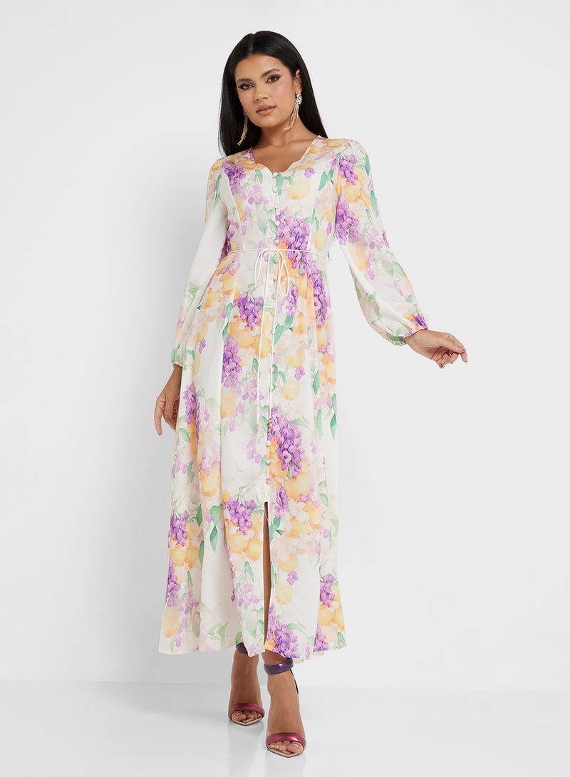 خزانة فستان ماكسي بطبعة زهور - Image 4