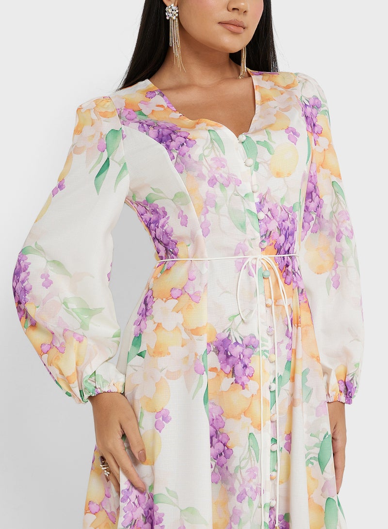 خزانة فستان ماكسي بطبعة زهور - Image 3