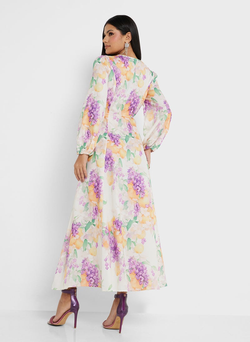 خزانة فستان ماكسي بطبعة زهور - Image 2