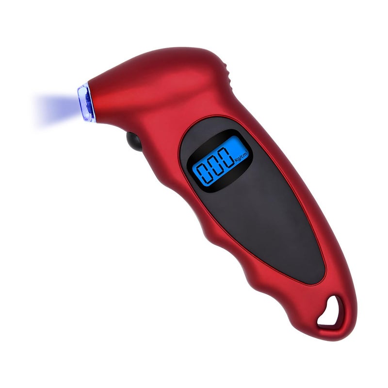 مقياس ضغط الإطارات الرقمي ، 150 PSI، 4 إعدادات، مقياس دقيق للإطارات مع قبضة مانعة للانزلاق، شاشة LCD بإضاءة خلفية، أداة فحص وقراءة ضغط الإطارات للسيارات والشاحنات والدراجات والدراجات ال��ارية (أحمر) - Image 1