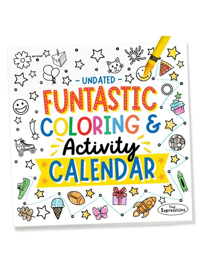 Tiny Expressions Funtastic Coloring and Activity Calendar for Kids, Undated, 12x12 Inches, Monthly Coloring and Activities, School and Home Learning Calendar - Image 1